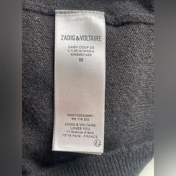 Zadig & Voltaire Gaby Coup De Coeur Graphic Wool & Cashmere Sweatshirt - Size M - Picture 9 of 10